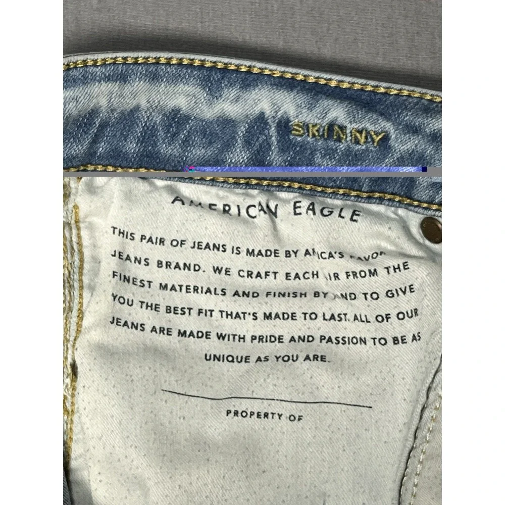 Mens American Eagle Skinny Blue Denim Jeans Next Level Flex Cotton Blend 28X30